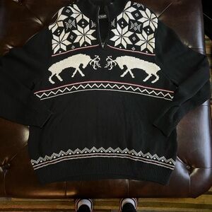 Chaps Black and Cream Zip-Up Sweater